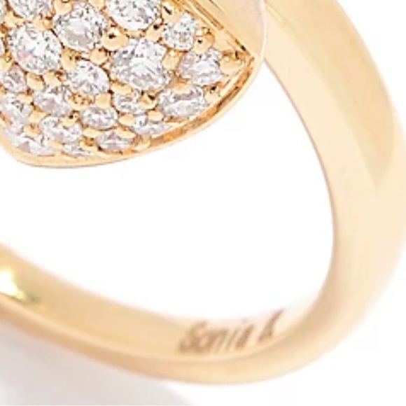 Sonia Bitton Galerie 14K Y/Gold pave Diamond dimensional carved hart charm ring - Picture 8 of 17